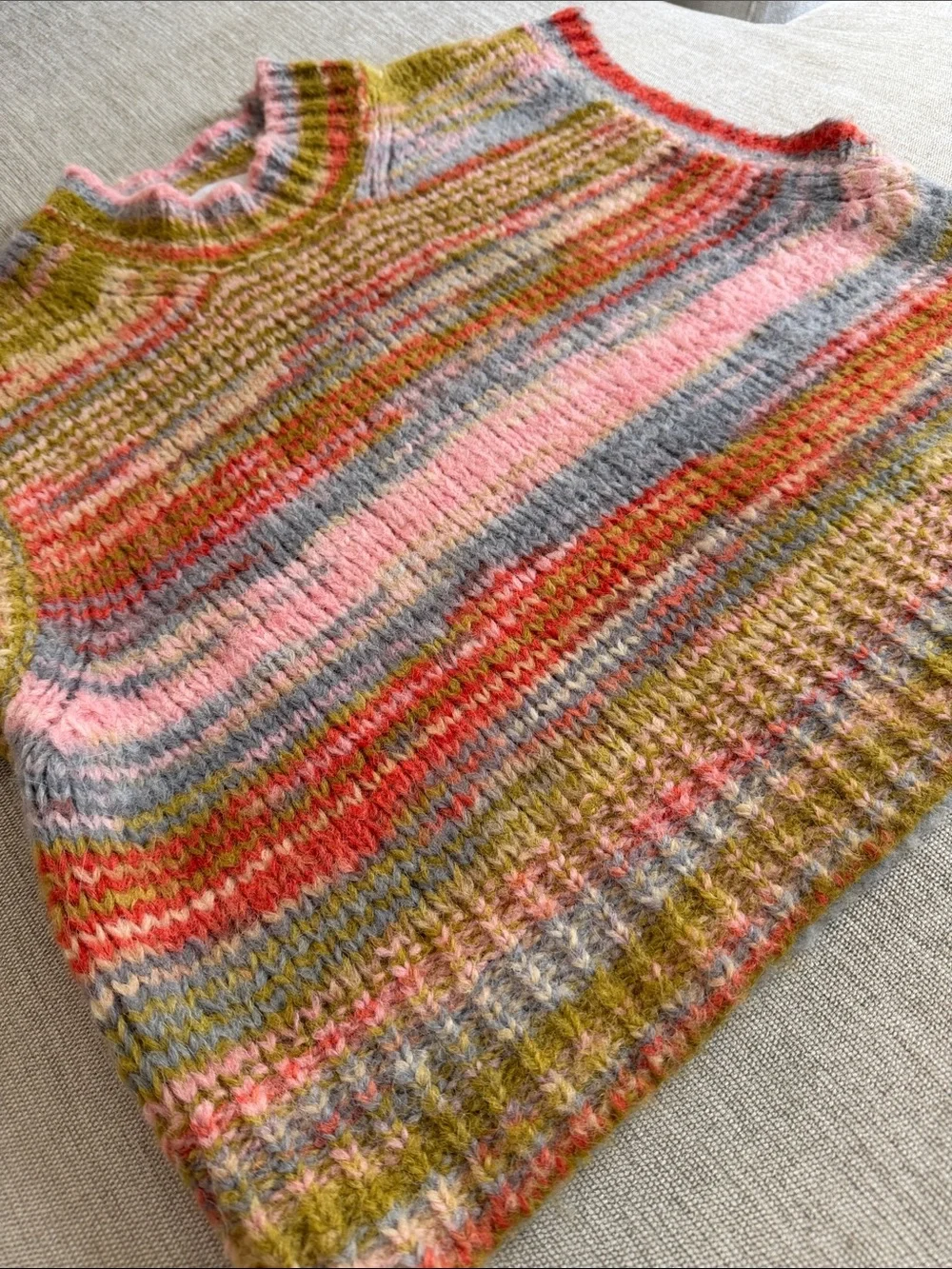 Daniele Fiesoli Italia Collezione N.01 Alpaca Wool Pink Red Green Sweater Vest S - Picture 2 of 8